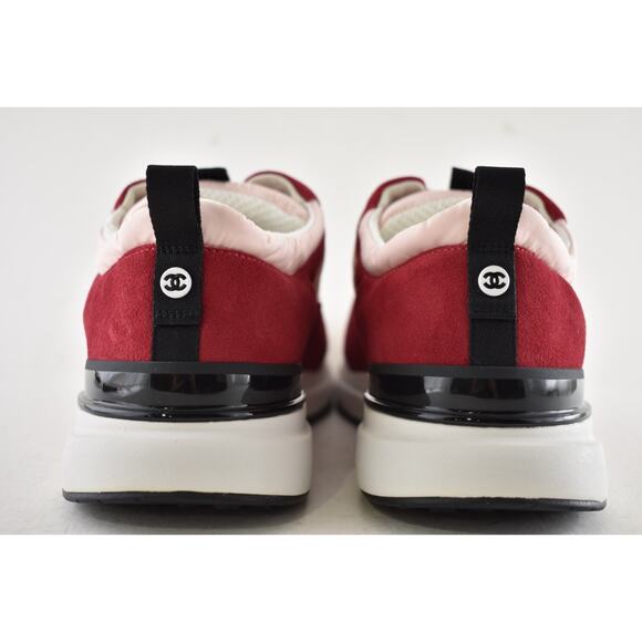 Chanel 21P Mens Pink Black White CC Logo Low Top Lace Up Trainer Sneaker 44 11 - Picture 12 of 14